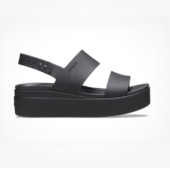 CROCS Shoes - Crocs Sandals Women's 10 Black Brooklyn Low Wedge 206453-060 NEW $60